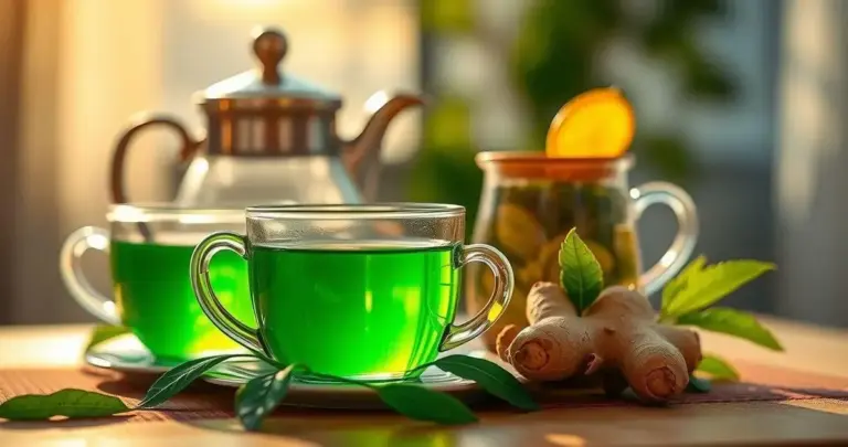 chá verde com gengibre
