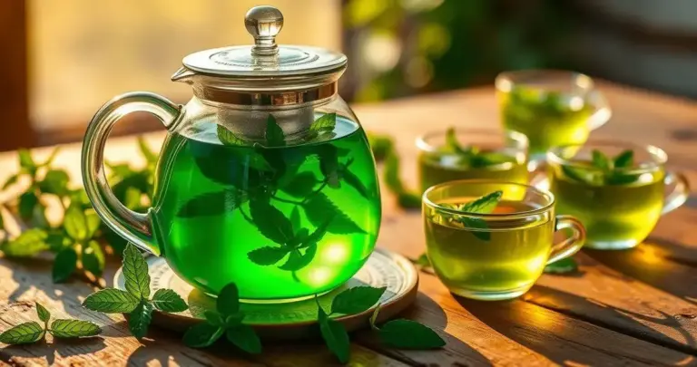 chá verde com hortelã