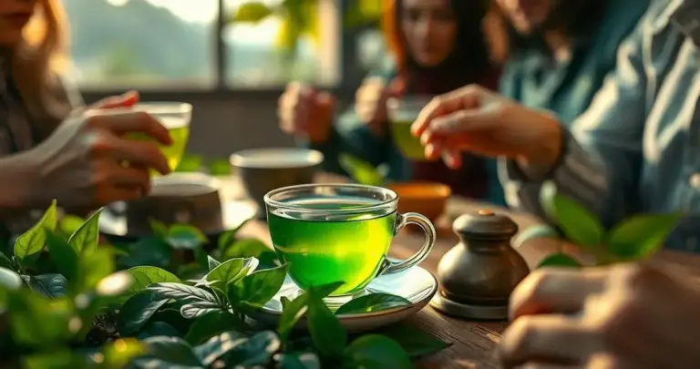 degustação de chá verde